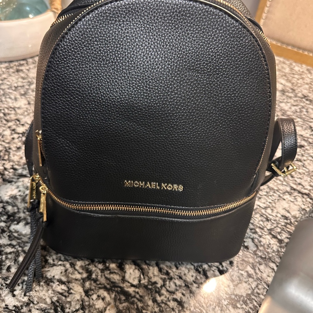 Michael Kors Black Pebbled Leather Backpack